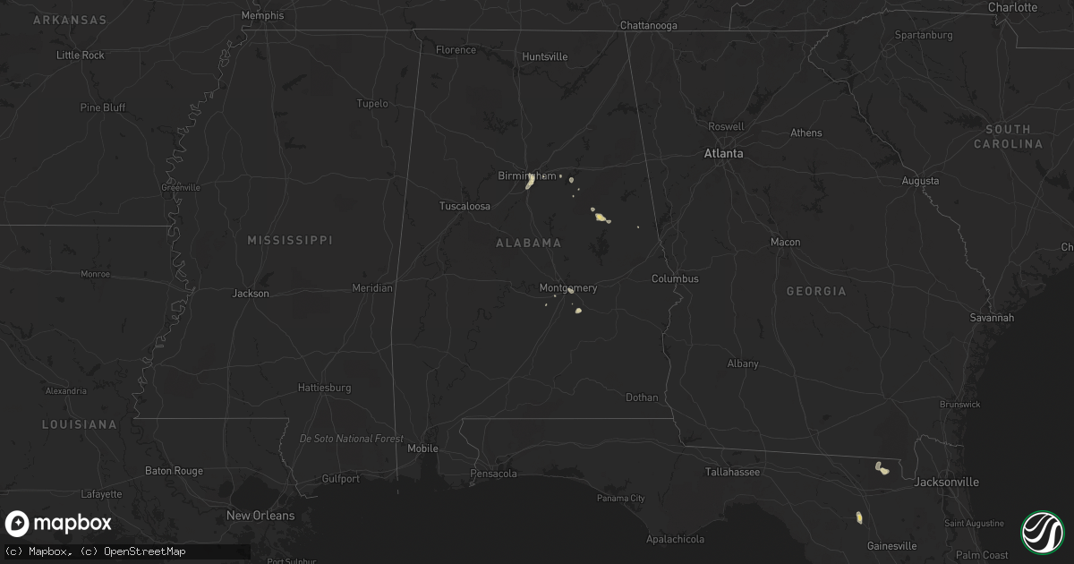 Hail map in Alabama on July 11, 2017