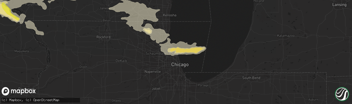 Hail map in Evanston, IL on July 11, 2017