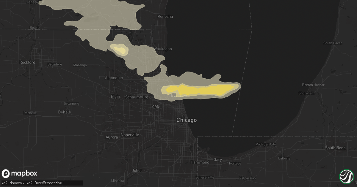 Hail map in Evanston, IL on July 11, 2017