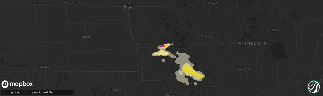 Hail map in Fergus Falls, MN on July 11, 2017