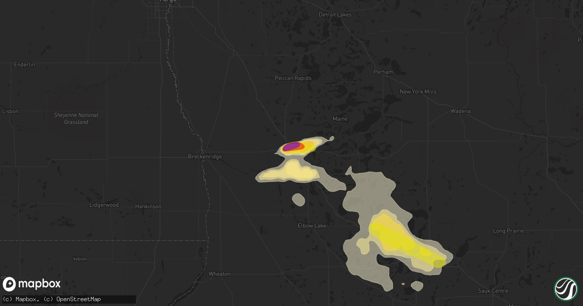 Hail map in Fergus Falls, MN on July 11, 2017