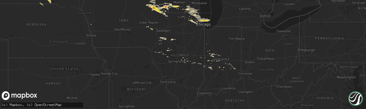 Hail map in Illinois on July 11, 2017