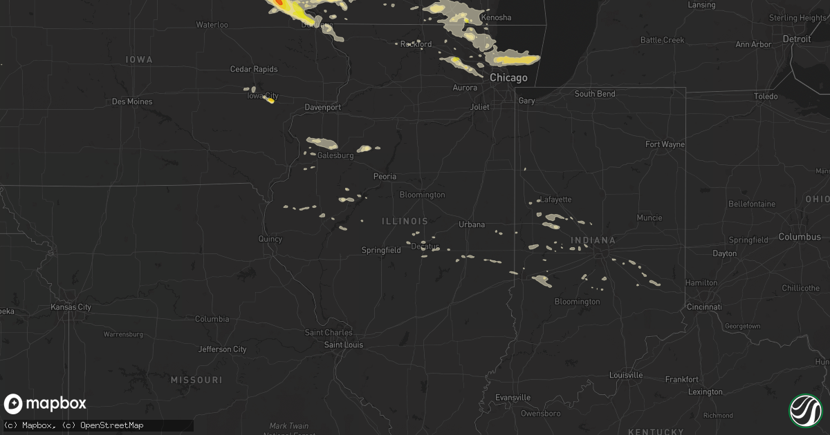 Hail map in Illinois on July 11, 2017