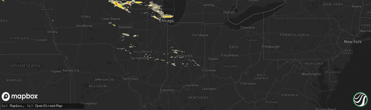 Hail map in Indiana on July 11, 2017