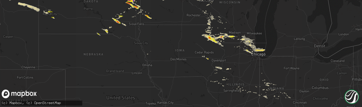 Hail map in Iowa on July 11, 2017