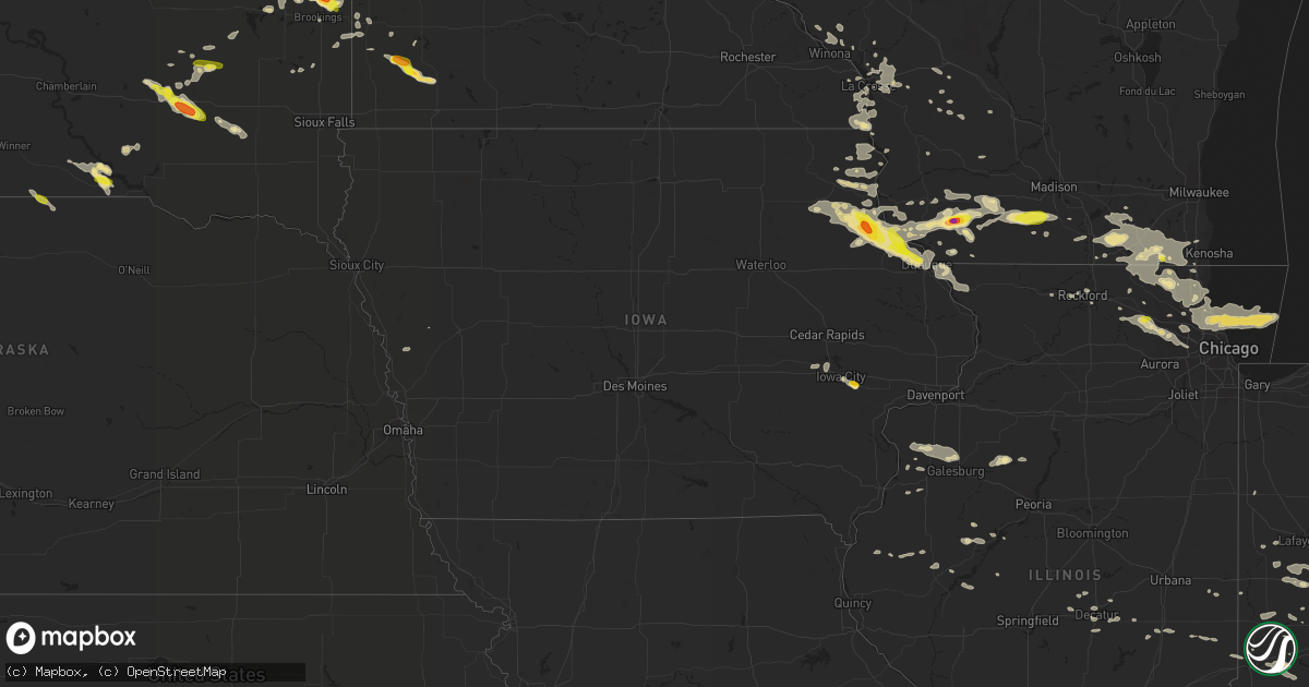 Hail map in Iowa on July 11, 2017