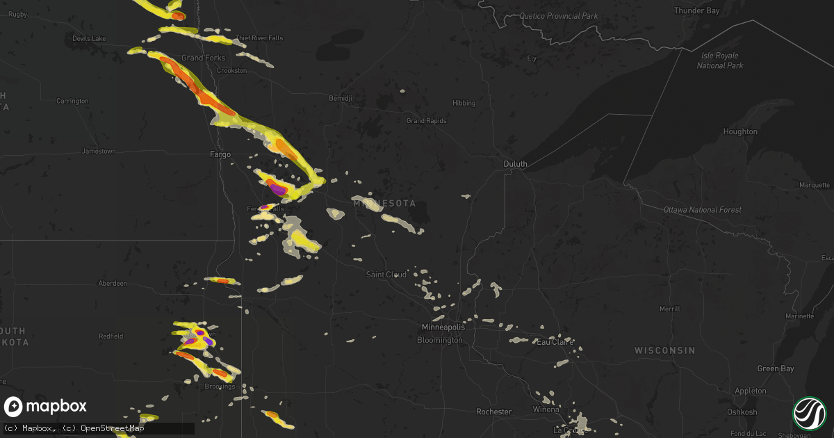 Hail map in Minnesota on July 11, 2017