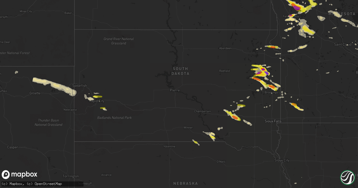 Hail map in South Dakota on July 11, 2017