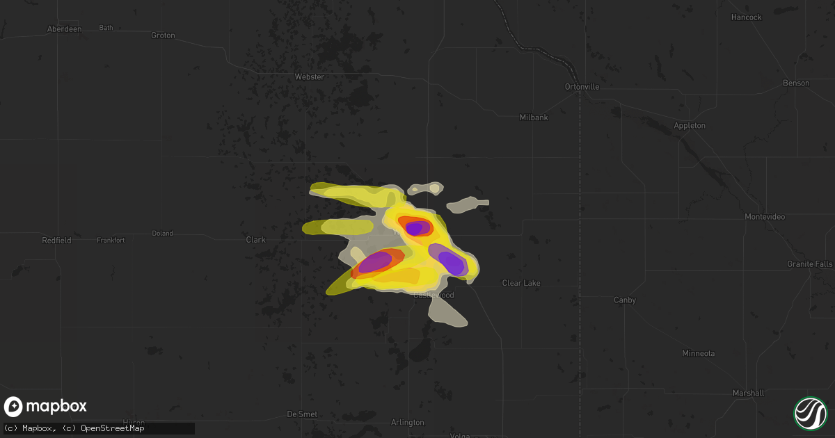 Hail map in Watertown, SD on July 11, 2017