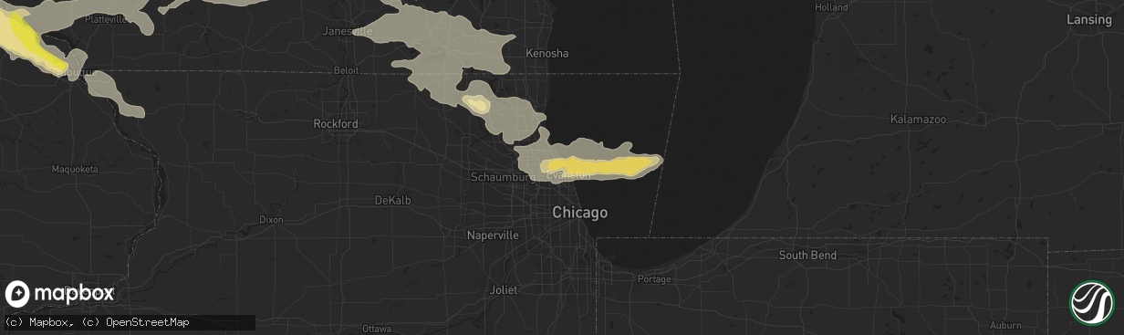 Hail map in Wilmette, IL on July 11, 2017