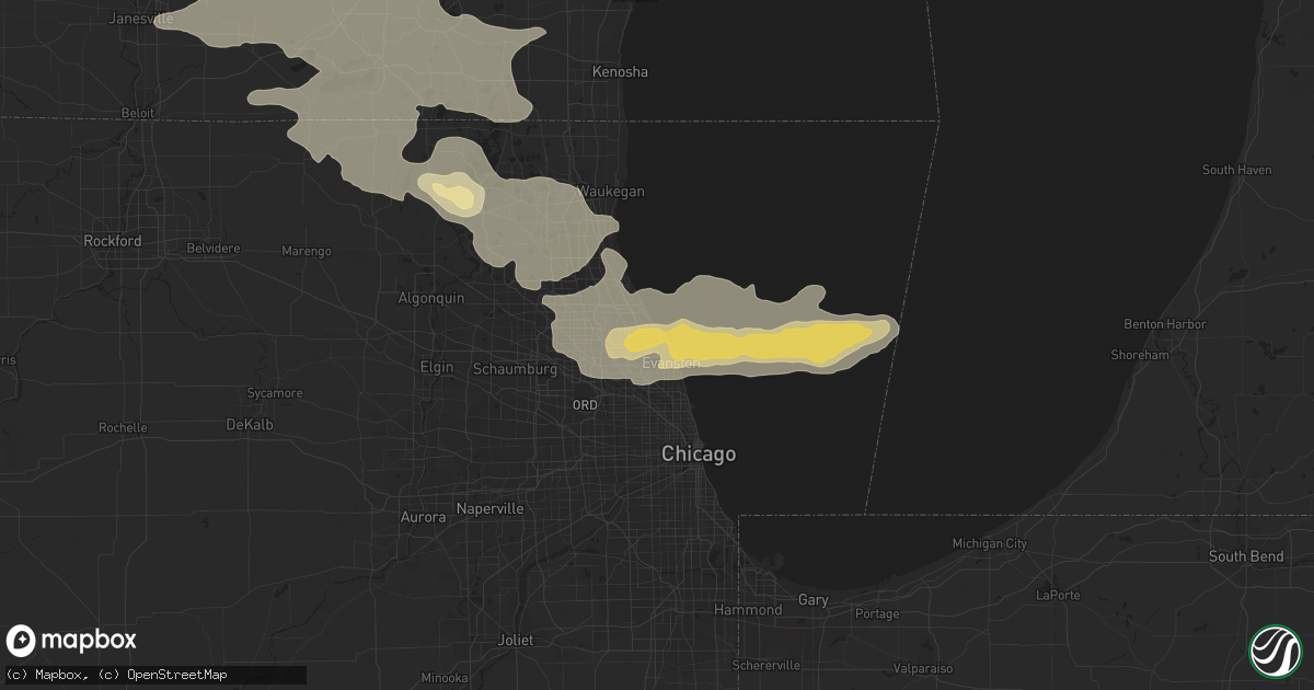 Hail map in Wilmette, IL on July 11, 2017