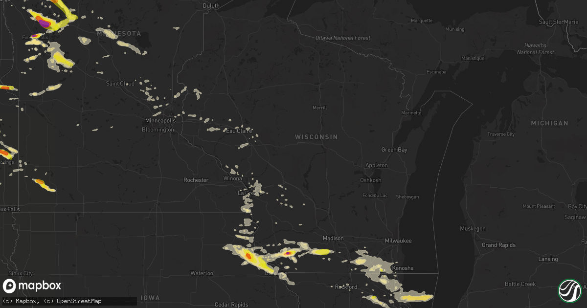Hail map in Wisconsin on July 11, 2017