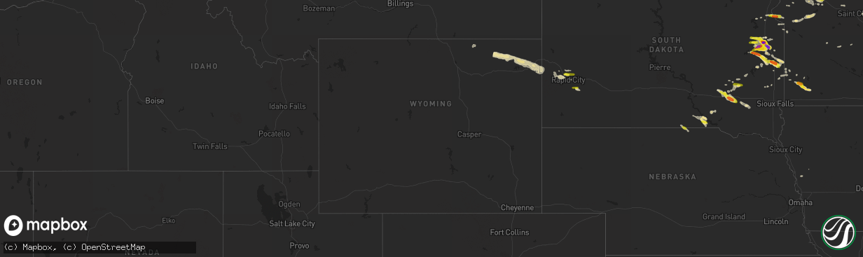 Hail map in Wyoming on July 11, 2017