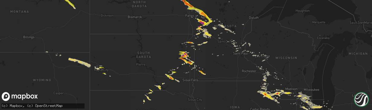 Hail map on July 11, 2017