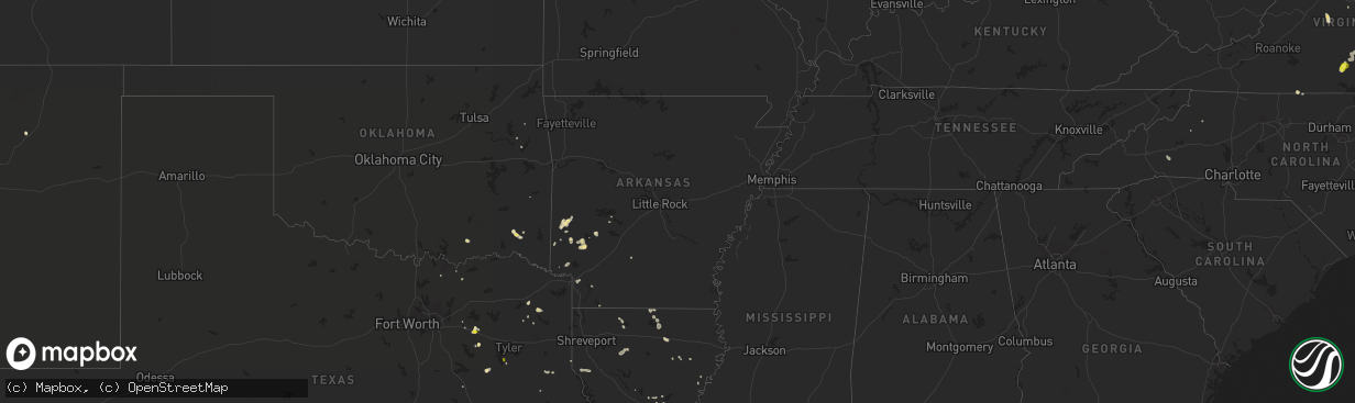 Hail map in Arkansas on July 11, 2018