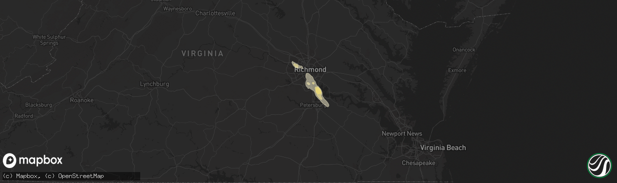 Hail map in Chester, VA on July 11, 2018