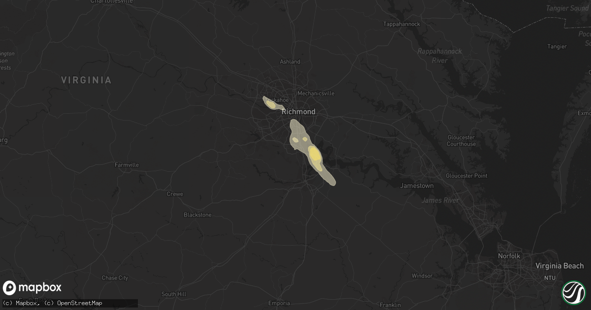 Hail map in Chester, VA on July 11, 2018