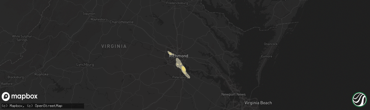 Hail map in Henrico, VA on July 11, 2018