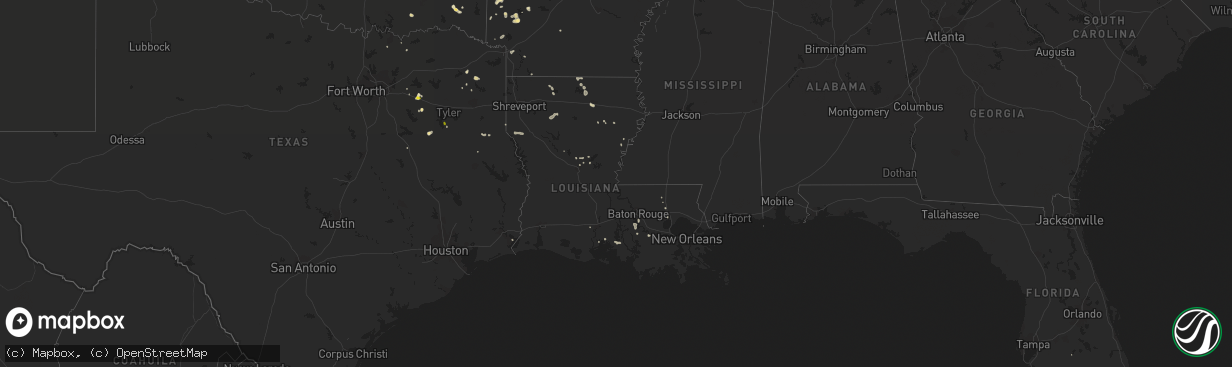 Hail map in Louisiana on July 11, 2018