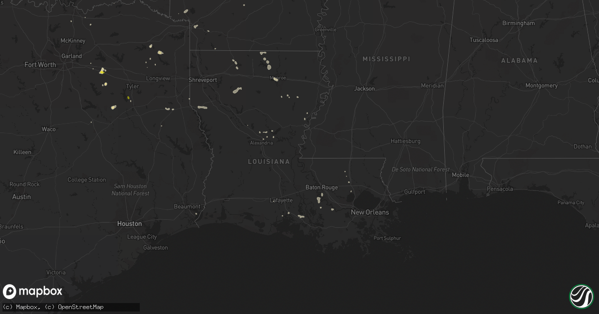 Hail map in Louisiana on July 11, 2018