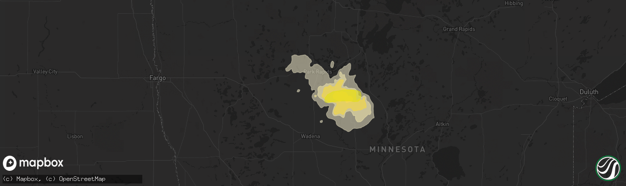 Hail map in Menahga, MN on July 11, 2018