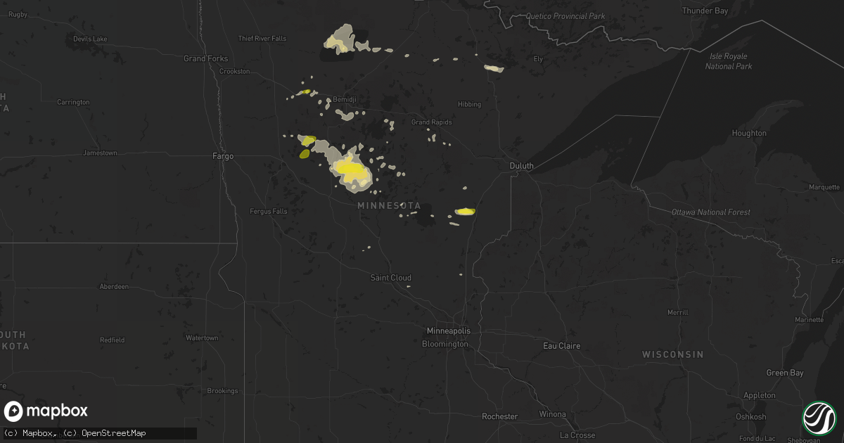 Hail map in Minnesota on July 11, 2018