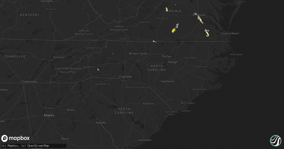 Hail map in North Carolina on July 11, 2018