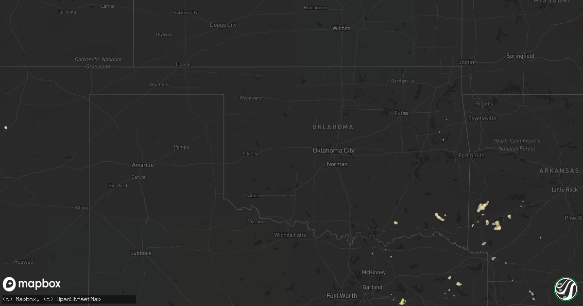 Hail map in Oklahoma on July 11, 2018