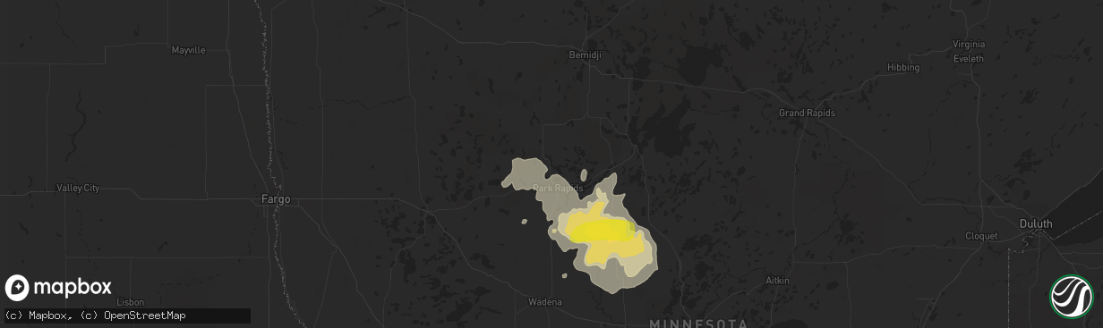 Hail map in Park Rapids, MN on July 11, 2018