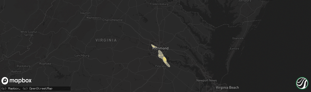 Hail map in Richmond, VA on July 11, 2018