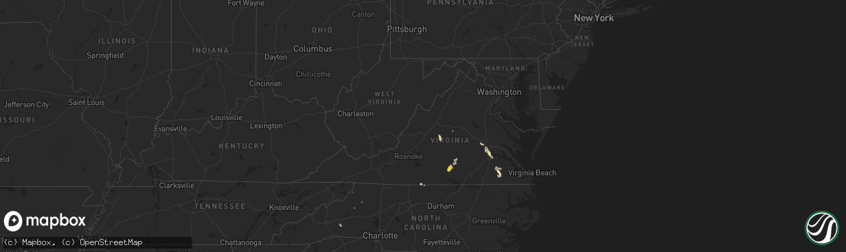 Hail map in Virginia on July 11, 2018