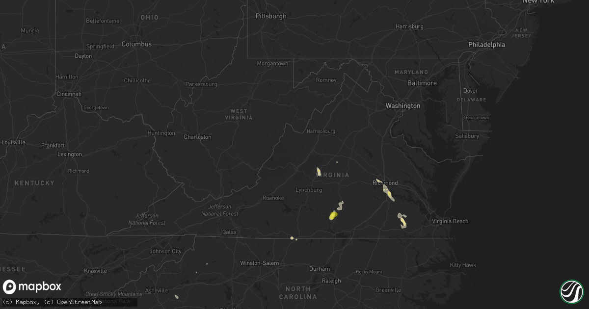 Hail map in Virginia on July 11, 2018
