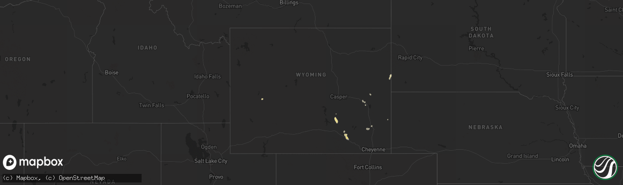 Hail map in Wyoming on July 11, 2018