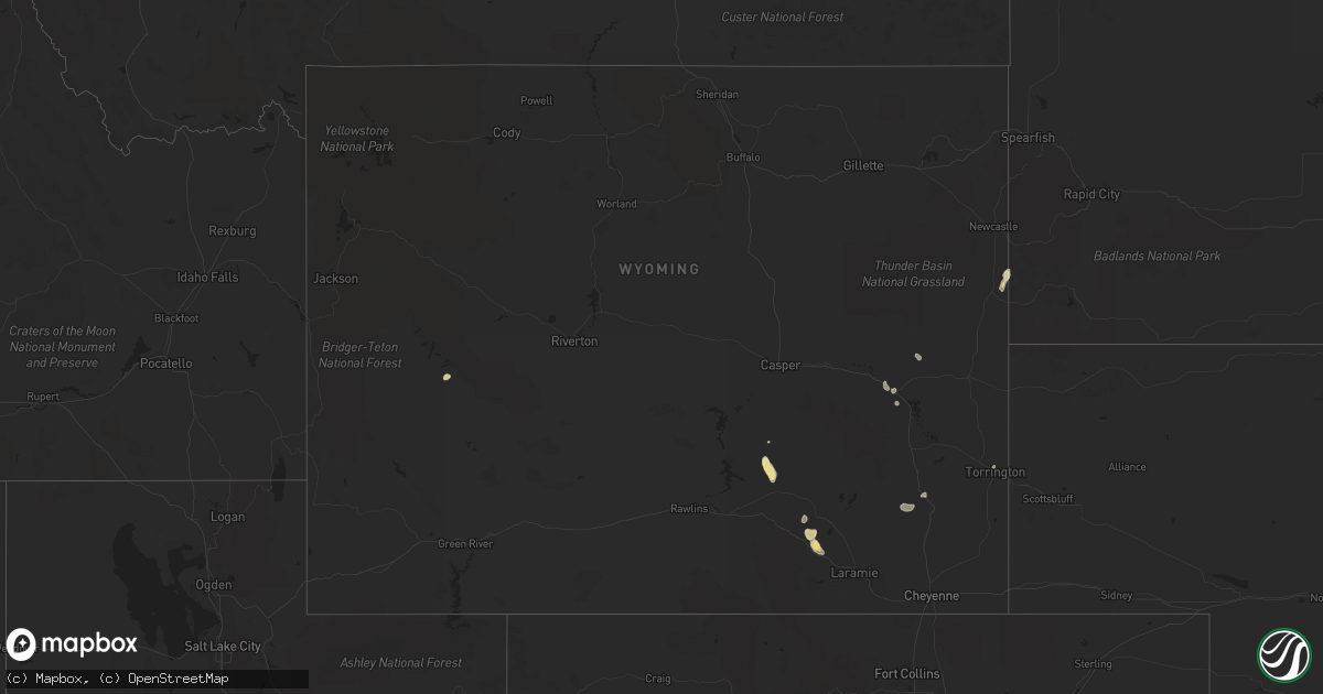 Hail map in Wyoming on July 11, 2018