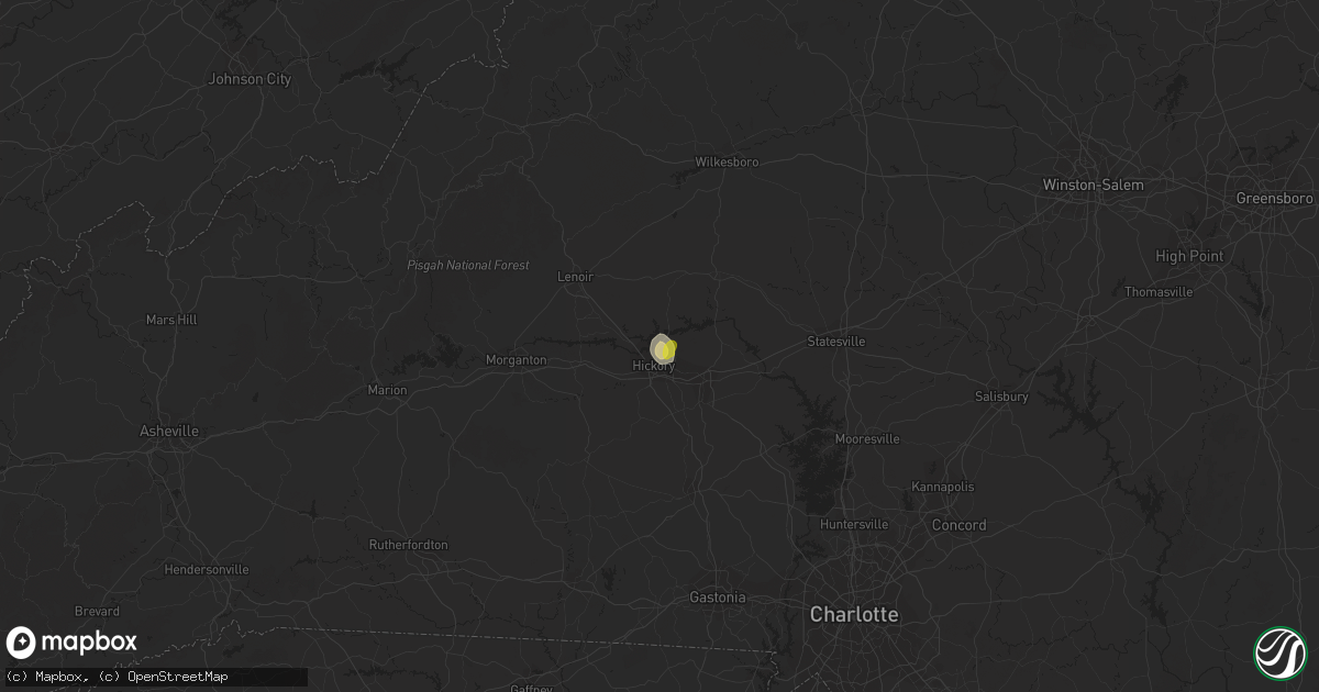 Hail map in Hickory, NC on July 11, 2019