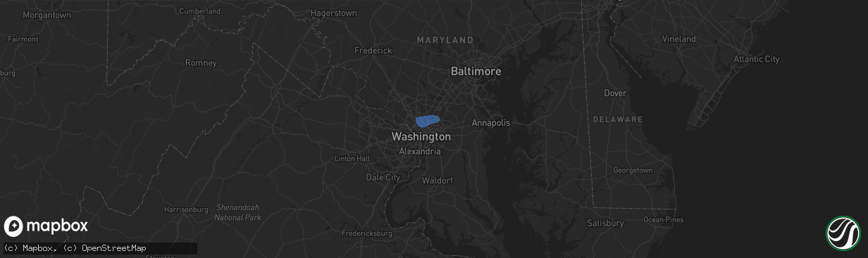 Hail map in Hyattsville, MD on July 11, 2019