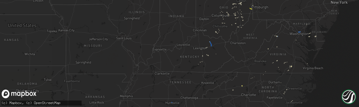 Hail map in Kentucky on July 11, 2019