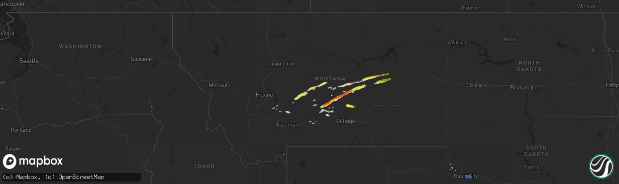 Hail map in Montana on July 11, 2019