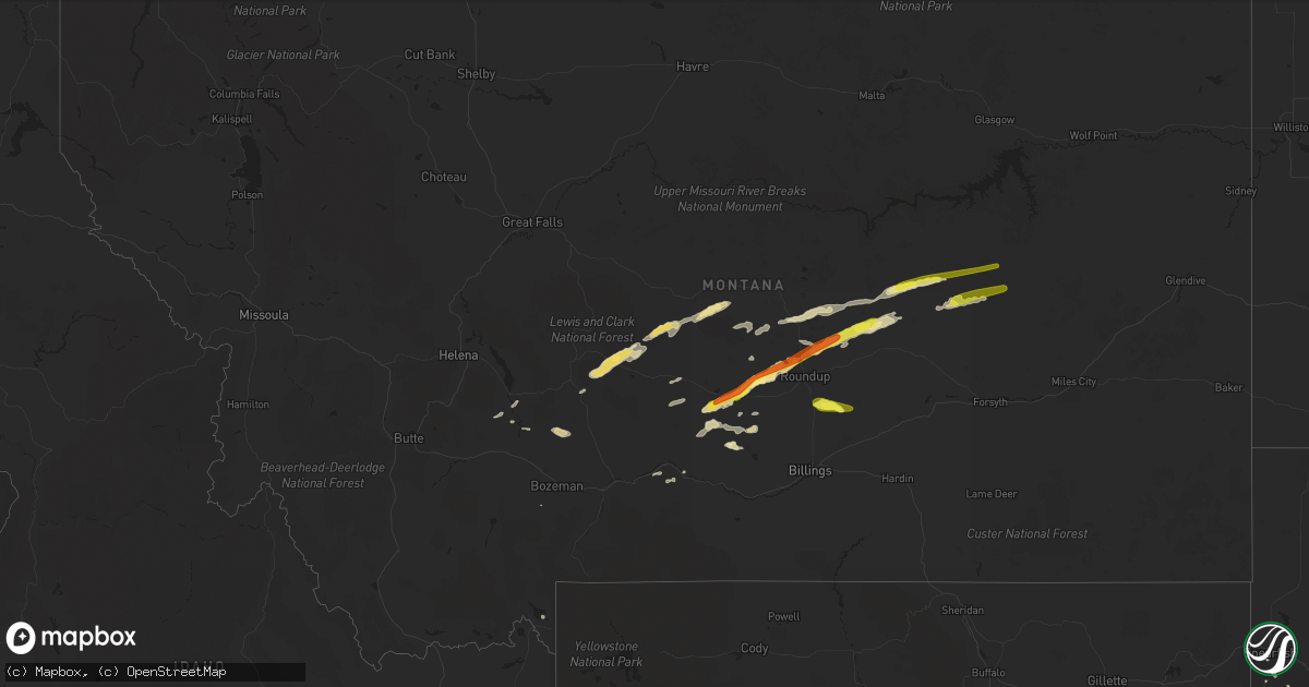 Hail map in Montana on July 11, 2019