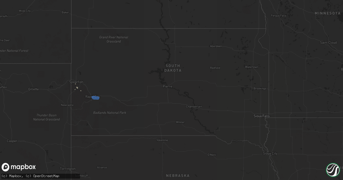 Hail map in South Dakota on July 11, 2019
