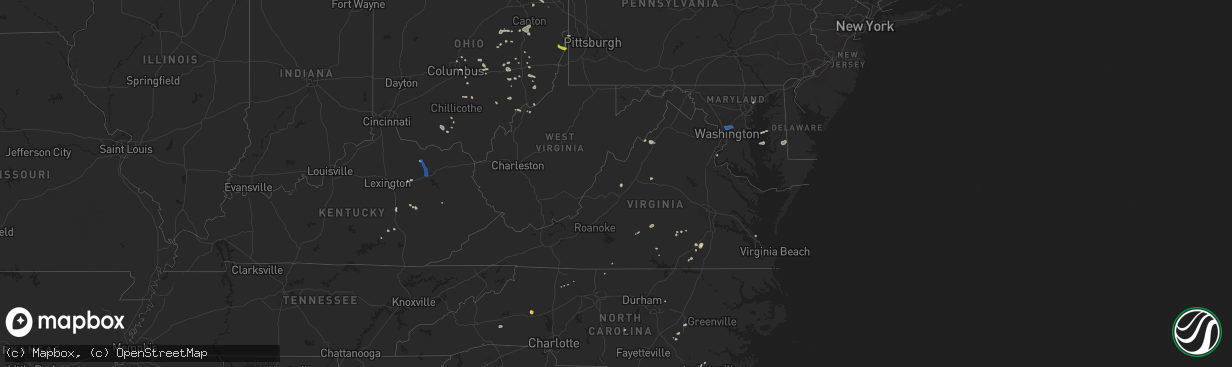 Hail map in Virginia on July 11, 2019