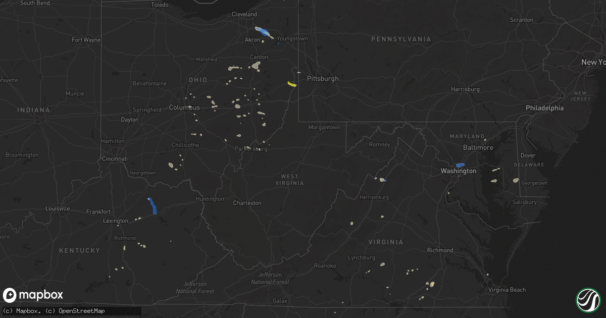 Hail map in West Virginia on July 11, 2019