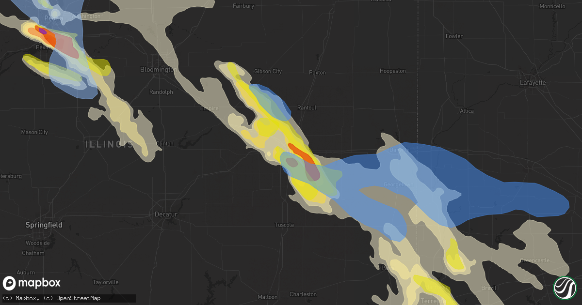 Hail map in Champaign, IL on July 11, 2020