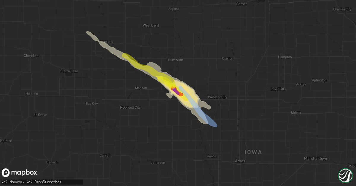 Hail map in Fort Dodge, IA on July 11, 2020