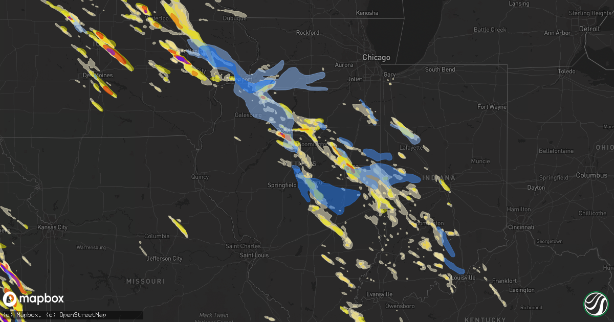 Hail map in Illinois on July 11, 2020