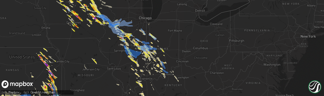 Hail map in Indiana on July 11, 2020