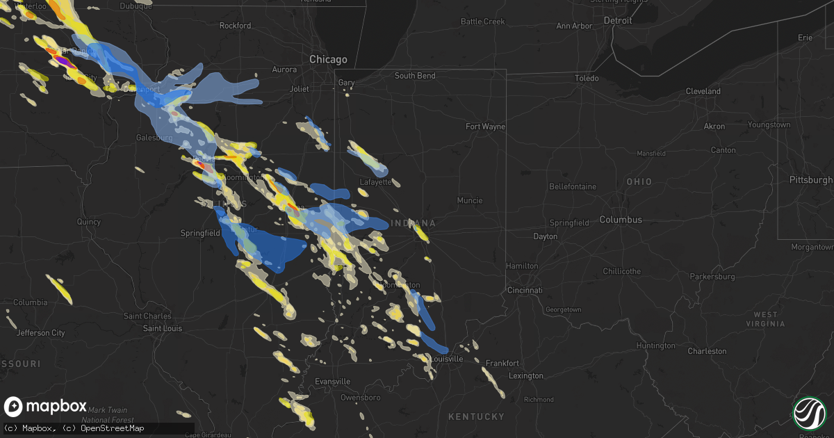 Hail map in Indiana on July 11, 2020