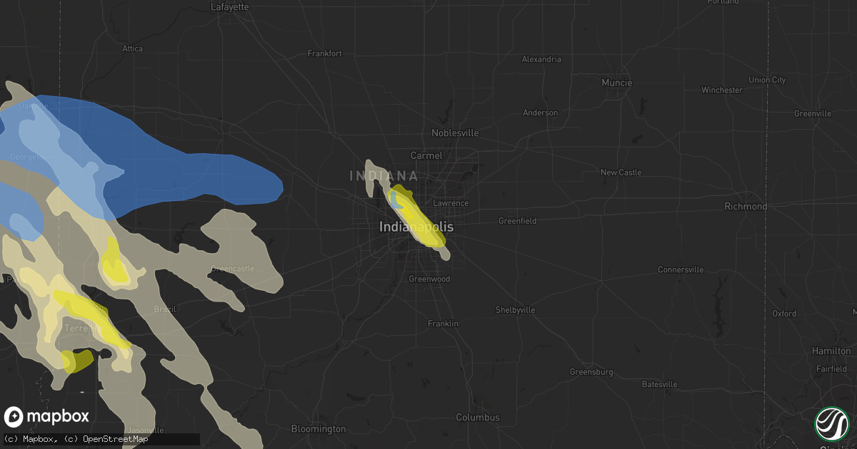 Hail map in Indianapolis, IN on July 11, 2020