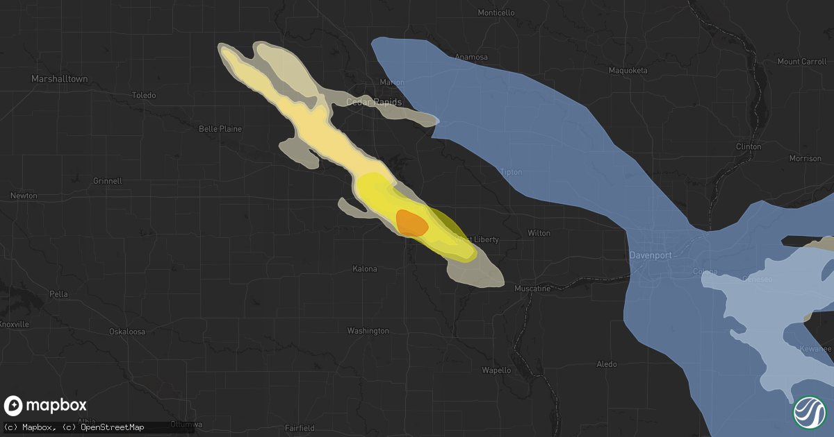 Hail map in Iowa City, IA on July 11, 2020