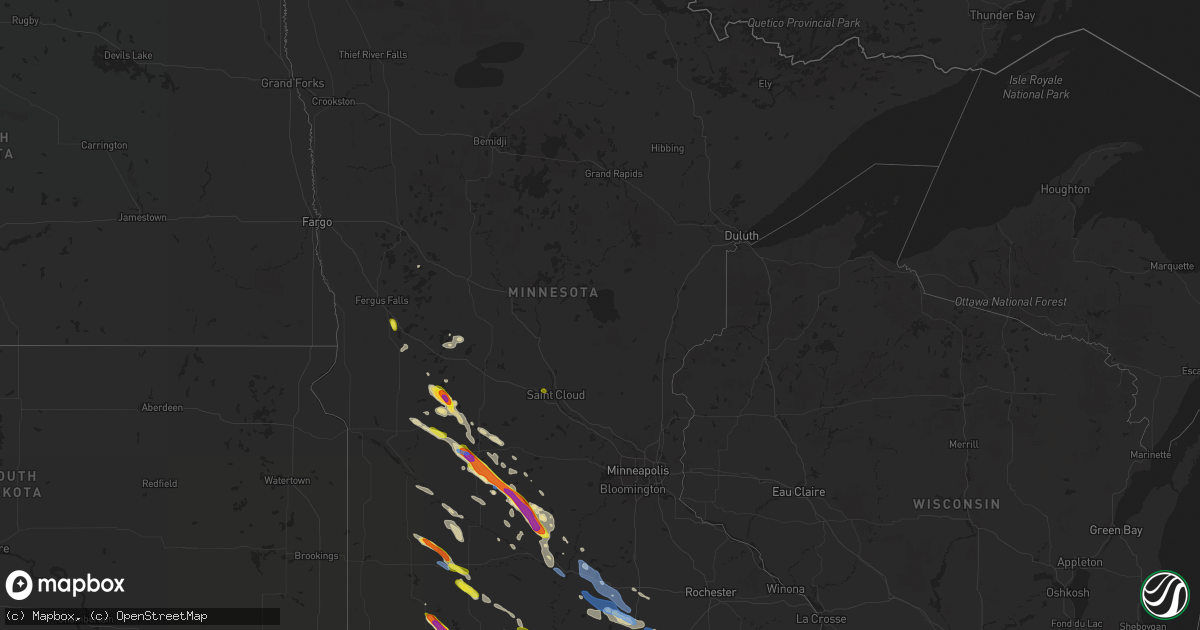 Hail map in Minnesota on July 11, 2020